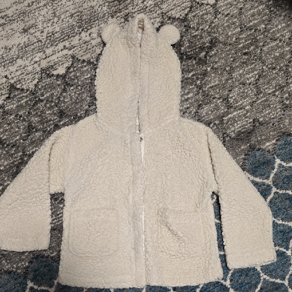 Adorable Cream Kids Puffer Jacket with Bear Ears